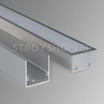 Линейный светодиодный встраиваемый светильник 103см 20Вт 4200К матовое серебро 100-300-103